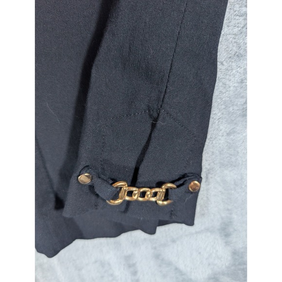 JM Collection Womens Black Cropped Trousers Gold Chain Hem Detail Size 12 - Picture 8 of 13